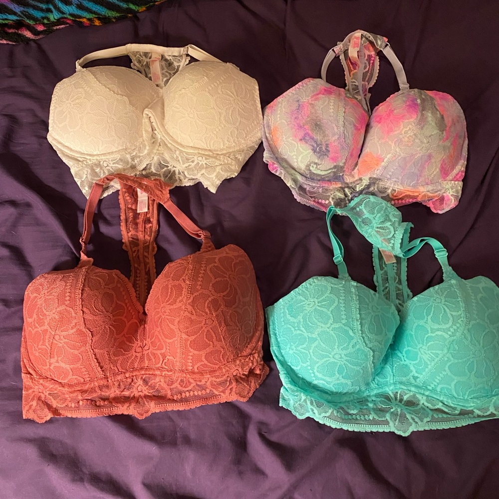 VS Pink Lace Racerback Push-up Bralettes